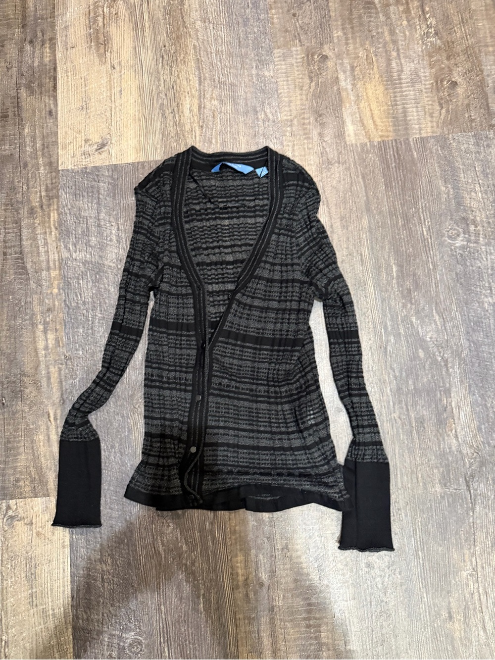 Simply Vera Vera Wang Black & Gray Striped Open-Front Cardigan